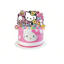 25pcs/Set Hello Kitty Cake Fork Picks, Home Party Cake Decoration DIY, Campus Party Supplies