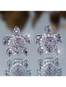 Pair Of Cute And Exquisite Turtle Earrings, Women's Party Banquet Fashion Accessories - 藍色 - 查看 3