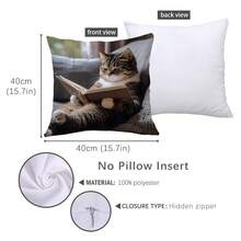 MEMNUN 1个 17.7*17.7英寸(45*45厘米)/19.69*19.69英寸(50*50厘米)/15.75*15.75英寸(40*40厘米) [单面印花] 猫咪读书故事印花涤纶枕套，家居装饰靠垫套，适用于床、沙发、汽车，适合日常使用或高端简约自用，客厅、卧室，[不含枕芯] - 彩色 - 查看 15