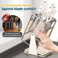 Universal Knife Block Holder Without Knives,Knife Storage With Slots For Scissors And Sharpening Rod, Knife Holder Storage For Countertop, Stainless Kitchen Knife Holder For Easy Clean - Multicolor - View 4