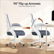 GartistGo Ergonomic Office Desk Chair With Flip-Up Armrests, Mid-Back Mesh Chair With Lumbar Support, Adjustable Height & Storage Backrest, Comfortable Computer Chair For Home Office - Dark Grey - View 7