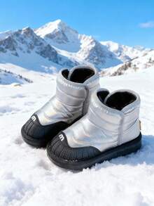 儿童冬季雪地靴 男女童保暖防水防滑户外鞋 - 銀色 - 查看 1