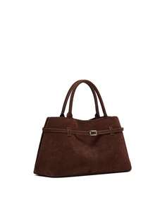 Retro Style Minimalist High-End Multifunctional Large Capacity Tote Bag - Maroon - View 3