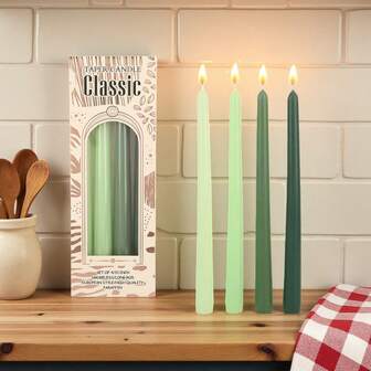 4支装25厘米渐变莫兰迪锥形长杆蜡烛，无烟，适合家居装饰、浪漫婚礼装饰和生日派对烛光晚餐。