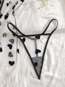 Bộ đồ lót 2 mảnh lưới hoa gợi cảm dành cho nữ, trang trí nơ buộc phía trước - Đen và trắng - Xem 7