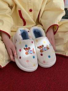 XIXITIAO 1 đôi dép đi trong nhà mềm mại và dễ thương họa tiết chấm bi hình chó, dày dặn và ấm áp, kiểu dáng thời trang, thích hợp mang trong nhà. - Trắng xanh - Xem 6