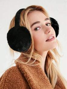1pc Winter Ear Muffs, Faux Fur Lining, Warm Foldable Ear Warmers, Windproof Collapsible Ear Covers, Winter Accessory