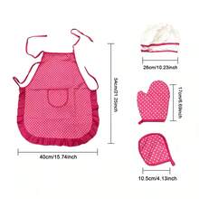 1 套儿童烘焙圆点围裙角色扮演玩具套装，适合男孩和女孩的厨师烹饪角色扮演，增进家庭感情，圣诞派对礼物 - 彩色 - 查看 6