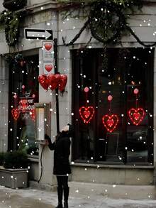 Bộ 3 đèn trang trí cửa sổ ngày lễ tình nhân kèm hẹn giờ và pin, đèn LED treo hình trái tim phát sáng màu đỏ, đế hút, hoàn hảo cho đồ trang trí ngày lễ năm 2026 cho cửa sổ lò sưởi và nội thất phòng - Nhiều màu - Xem 4