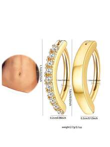 2件套女士性感时尚C形立方氧化锆长款肚脐环套装，闪亮多款式穿刺饰品，适合派对、夏季露脐上衣搭配以及个性化造型。