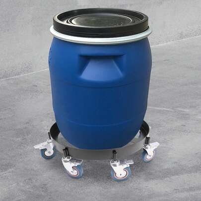 Heavy-Duty 55 Gallon Drum Dolly Cart - 2000LBS Load Capacity Q235 Steel With 8 Locking Universal Wheels, Baking Paint Finish, Anti-Tip Design For Workshop Garage Warehouse Factory