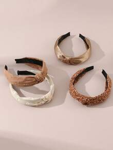 4pcs/Set Girls' Fabric Knotted Floral Headbands Set, Suitable For Daily Decoration - Multicolor - View 5
