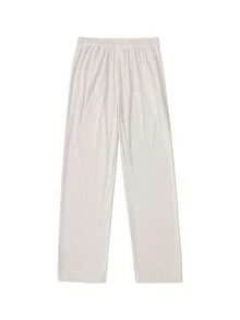 加大码男士灯芯绒宽松直筒裤，纯色休闲街头风长裤，适合春秋季穿着 - 杏色 - 查看 2