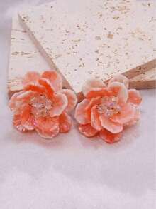 1 Pair Fashionable Sweet Acrylic Flower Stud Earrings, Elegant Crystal Earrings For Vacation, Casual And Daily Wear - Hoa tai - Xem 6
