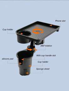 Khay đựng cốc ô tô 2 trong 1 - Bàn xoay 360°, có đế chắc chắn và khe cắm điện thoại, phụ kiện nội thất bền bỉ, phù hợp cho xe sedan, SUV, xe tải, giá đựng đồ uống và đồ ăn nhẹ có thể mở rộng, giá đỡ đồ uống đa chức năng và bàn làm việc mini, khay đựng cốc ô tô - Nhiều màu - Xem 7