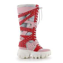 Women Edge Multicolor Rhinestone Knee-High Wedge Platform Sneakers Pink  Punk  Basics    Lace Up    Outdoor    All Season - 粉色 - 查看 3