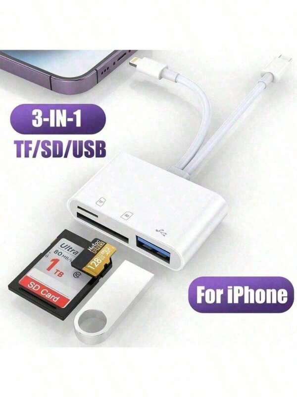 huaxunyuan 1-Pack Camera-Specific SD Card Reader | 3-In-1 USB 3.0 High-Speed Adapter | Supports SD/ (Micro SD) Memory Cards | Phone Accessory Compatible With IPhone 15/14/13 Series | Universal Compatible With Macbook / Tablet | Digital Camera Accessory | Plug And Play