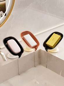 1pc Soap Dish - Luxury Suction Cup Soap Holder, Bathroom Storage Rack, Suitable For Bathroom Countertop Bathroom Accessories Bathroom Tools