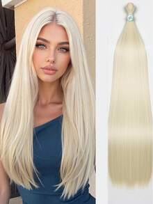 1pc 26 Inch Gold Straight Hair Bundles Natural Hair Extensions Fake Fibers Super Long Synthetic Yaki Straight Hair Weaving Full To End - Gold - View 11