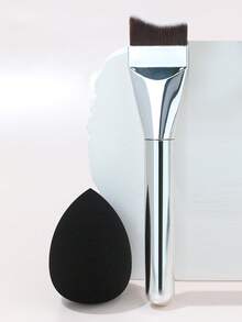 1 Dual-Ended Foundation Brush, 1 Teardrop Makeup Sponge Puff (Dual-Ended Fishtail Foundation Brush, Crescent-Shaped Flat Head, Ultra-Thin, Smooth Foundation Application Brush, Does Not Absorb Too Much Product, Dedicated For Foundation Liquid),Brush Set,Makeup Brush Kit,Make Up Brush Set,Make Up Set Complete,Makeup Brush Set,Complete Makeup Kit,Brush Kit,Brushes Makeup Set,Makeup Gift Set,Set - Multicolor - View 13