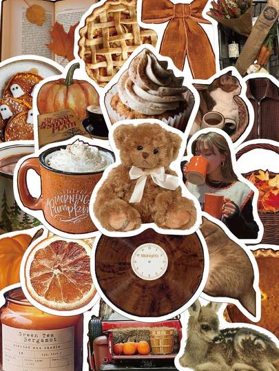 53 piezas Pegatinas de estética otoñal, regalo, decoración de dibujos animados, scrapbooking, laptop, equipaje, guitarra, vaso de agua, funda de teléfono, manualidades DIY