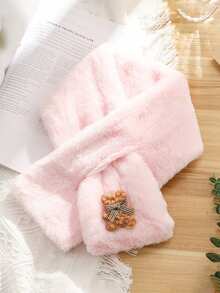 1pc Minimalist & Cute Plush Soft & Gentle Children's Bear Design Neck Warmer, Unisex Kids Autumn/Winter Scarf, Suitable For Daily Wear, School, Outings, Christmas Party Gifts, Street Photography, Fashion Accessory - Multicolor - View 15