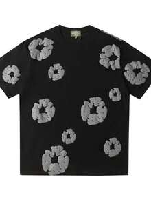 Foam Donut Printed Kapok Short-Sleeved Casual T-Shirt Cover For Men WomenNew Style - 黑色 - 查看 1