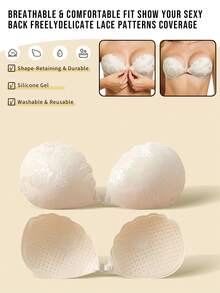 1pc Lace Invisible Push-Up Bra, Comes With Randomly Sewn Transparent Straps, Suitable For Women's Wedding Dresses, Camisoles, Bras - Pairs Well With Camisoles, Dresses, Jumpsuits