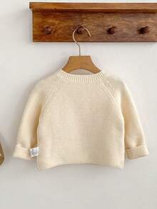 新款春秋季婴儿服装，男女通用婴儿针织开衫外套，韩版上衣 - 杏色 - 查看 5