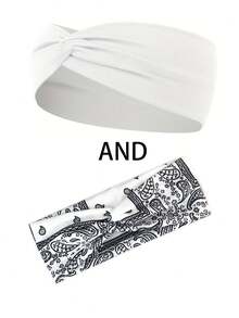 2pcs Women's Absorbent Sports Solid Color Criss-Cross Headbands, Non-Slip, Elastic, Soft Twisted Hair Bands, Suitable For Daily Workout, Yoga, Running, Sports Headwear Warm Sweatband Winter Hair Accessories