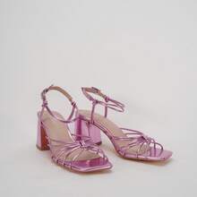 Women's Strappy Sandals Women 2.5-Inch Block Heel Tie Strap Square Toe Casual Comfortable Summer Shoes - 粉色 - 查看 11