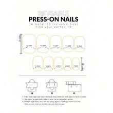 24PCS Short Length French Tip Press On Nails - Cute Little Yellow Duck & Flower Nail Art Decals, Reusable False Nails With Included Glue, Effortless-To-Apply Fashion Manicure For Women & Girls, Suitable For Daily Use, Party Occasions & Date Nights, DIY Nail Accessories Featuring Adorable Cartoon Design,  &  Fake Nails For Hassle-Free Mani - 黃色 - 查看 5