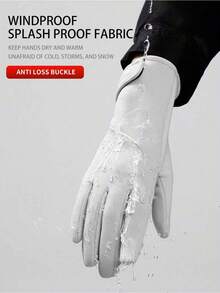 1pc Women Winter Skiing Outdoor Cycling Waterproof Windproof Warm Thickened Touchscreen Motorcycle Gloves Fleece Gloves Added Fluff - 彩色 - 查看 4