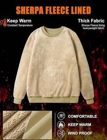 MAGCOMSEN Sudadera Térmica con Forro de Sherpa para Mujer, con Cuello Redondo, Forro Polar, Cálida Y Gruesa - Caqui - Ver 2
