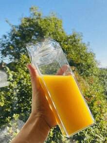 1个透明方形水瓶，透明牛奶盒造型水瓶，多功能便携大容量方形牛奶杯，透明分配瓶，可重复使用，适用于牛奶、咖啡、果汁饮料，防漏可爱方形便携果汁瓶，适合户外运动、旅行、露营、学校活动、家庭厨房电器配件、小工具 - 彩色 - 查看 6