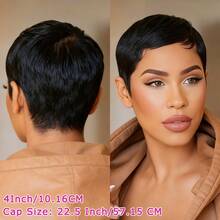 Stylish Layered Short Pixie Cut Wig Human Hair Remy Peruvian Human Hair Wig Rose Net Full Machine Made Natural Black Colored Wig Human Hair  Holiday Wear Party Wear Music Festival Mother's Day Carnival Valentine's Day Halloween All Saints' Day Christmas Day Cosplay Spring Summer Autumn Winter Local Warehouse Wear And GO New Product Discounts Wigs For Black Women Casual Elegant Preppy Business Modest Romantic Glamorous Vintage Street Sporty Cute Royal Simple Vacation Daily Holiday - Natural Black - 查看 10