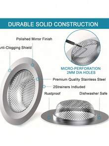 1pc Stainless Steel Kitchen Sink Strainer - 4.5 Inch Wide Rim, Rust-Resistant Food Waste Collector, Easy To Clean, Fits Drain Filter - Multicolor - View 8