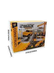 135件套儿童赛车轨道搭建玩具套装，包含工程卡车和赛车玩具，灵活的工程道路，电池供电（36V及以下），适合3-12岁男孩女孩，电动轨道赛车玩具，可连接轨道，非常适合作为圣诞节、复活节、万圣节、新年、生日礼物，不含电池