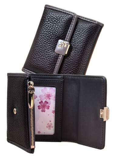 女士短款钱包，柔软PU皮革，折叠式多功能大容量卡包零钱包，优雅拉链设计，小巧便携，适合作为节日礼物送给女士，迷你钱包，小钱包，卡包，零钱包