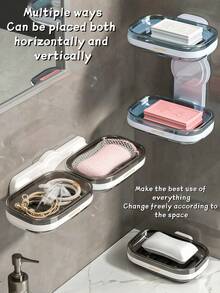 1 pièce Porte-savon blanc à couche simple / 1 pièce Porte-savon blanc à double couche : Porte-savon mural pour salle de bain à domicile (sans perçage). Il s'agit d'un porte-savon mural sans perçage (disponible en options à couche simple et à double couche) convenant pour les salles de bain à domicile.