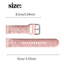 2 件花卉雕刻表带，适用于三星 Galaxy Watch 6/5/4 40 毫米 44 毫米、Galaxy Watch 5 Pro 45 毫米、Galaxy Active 2、Galaxy Watch 3、20 毫米柔软硅胶替换表带，适合女性，可作为返校学生的礼物 - 彩色 - 查看 3