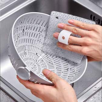 1 st rengöringsborste för frukt och grönsaker, skurborste, diskmaskin med skumpartiklar, avtagbar och flexibel nätfingerhylsa