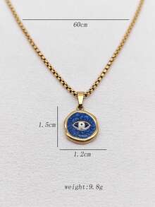 1 chiếc vòng cổ mặt hình giọt nước bằng thép không gỉ tối giản, vòng cổ choker thời trang và đa năng dành cho nữ - trời xanh - Xem 5