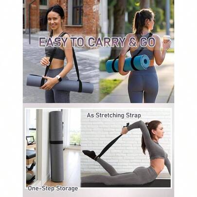 Yoga Strap, Adjustable Thick And Wide Yoga Strap Carrying Or Stretching, Yoga Strap With Tighten Strap, Black