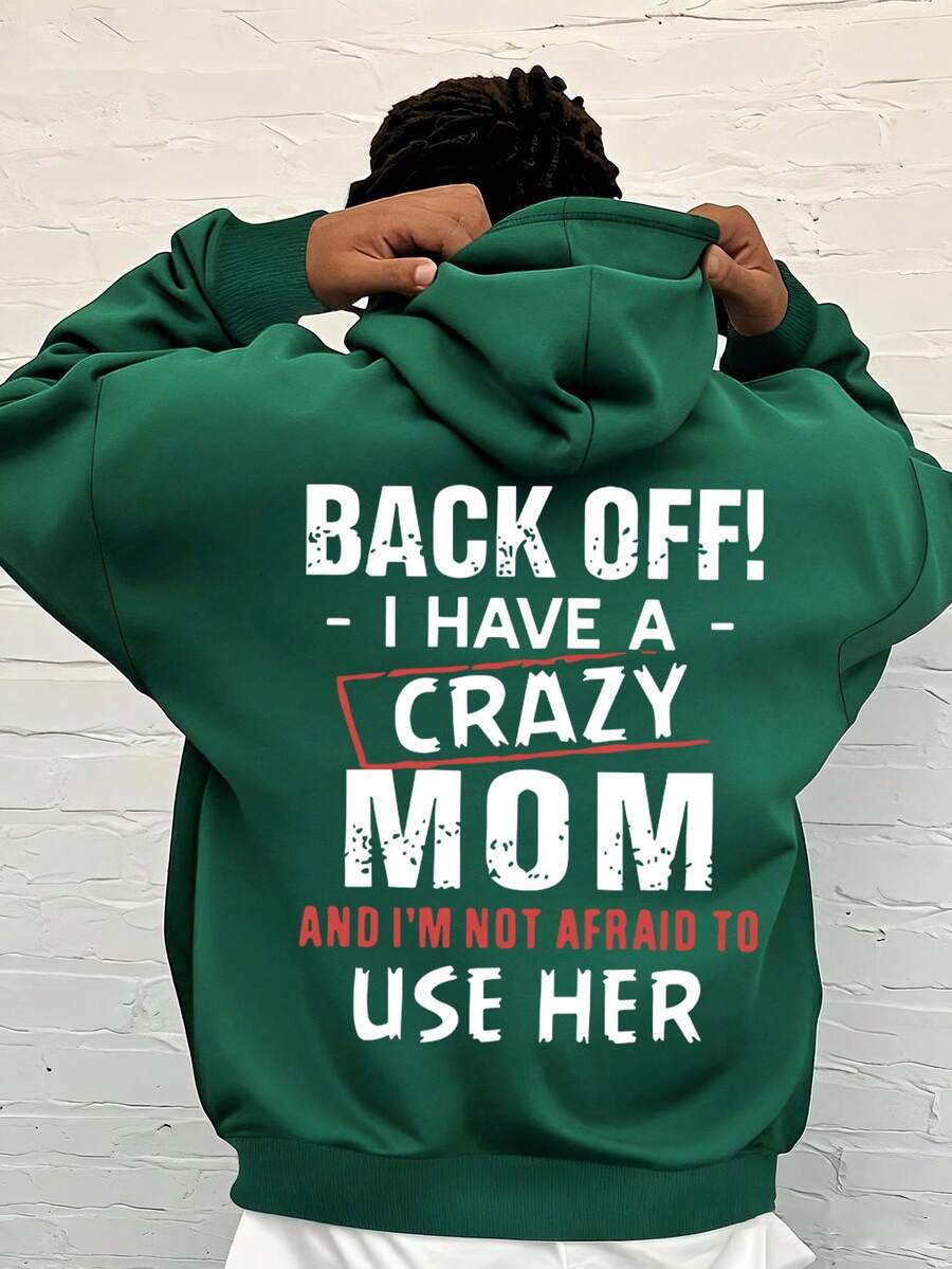 Sudadera con capucha casual para adolescentes/niños con patrón de letras gráficas humorísticas, adecuada para el uso diario de estudiantes - Verde - Ver 1
