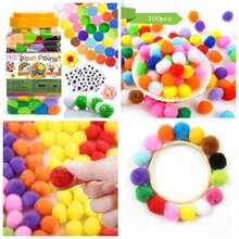 300 Pieces 1 Inch Assorted Pompoms Multicolor Arts and Crafts Pom Poms Balls Hobby Supplies and Material - inicial - Ver 1