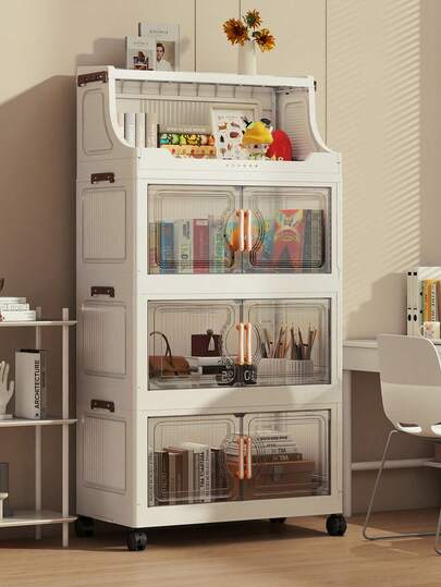 1 pieza Armario de almacenamiento plegable de plástico con puerta doble, armario portátil, organizador del hogar para sala de estar, cocina, baño, dormitorio, almacenamiento de juguetes, armario de aperitivos, regalo de Navidad y Halloween