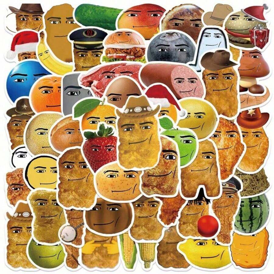 58pcs Face -Winning Smile-Chicken Nugget Meme Stickers - 彩色 - 查看 1