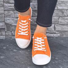 Women's New Multi-Color Low-Top Lace-Up Cloth Shoes. Multiple Colors To Choose From. Casual And Simple Plus-Size Women's Shoes. Fashionable And Personalized All-Match Outdoor Sports Shoes. - 橘色 - 查看 4