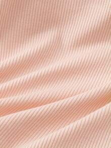 1 Áo hai dây gân màu trơn có đệm ngực dành cho nữ, áo ba lỗ ngắn thường ngày - Màu be - Xem 5